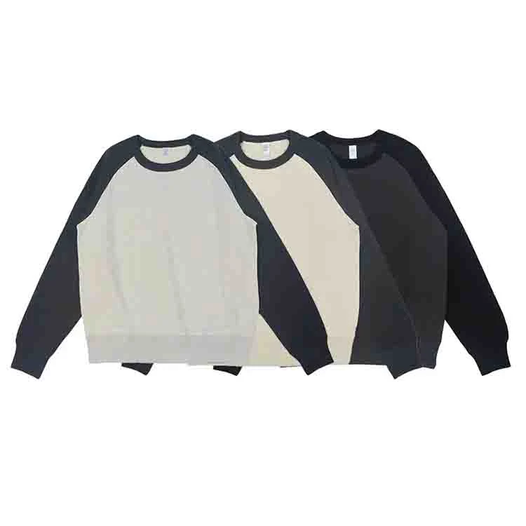 Men Solid Color Contrast Sleeve Raglan Sweatshirt Men Custom Made Casual Outer Wear Red and White Color Block Sweatshirts