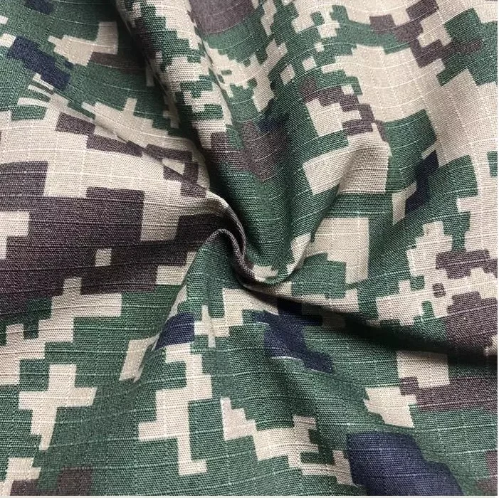 Tear Resistance Polyester Cotton Printed Military Camouflage Ripstop Fabric