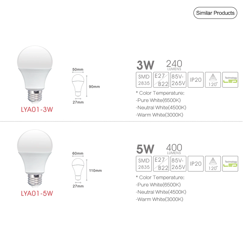 سعر الجملة 9 واط مصباح LED رخيص B22 E27 بقوة 9 واط اللمبة