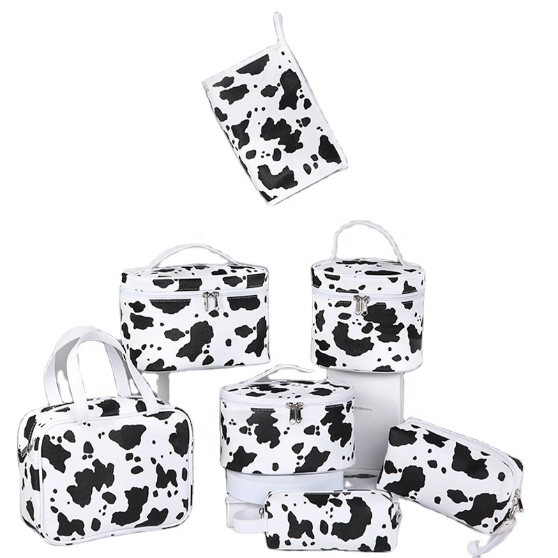 Оптовая торговля салон PU для хранения мешок для макияжа коровы шаблон пользовательского косметические сумки и случаев
