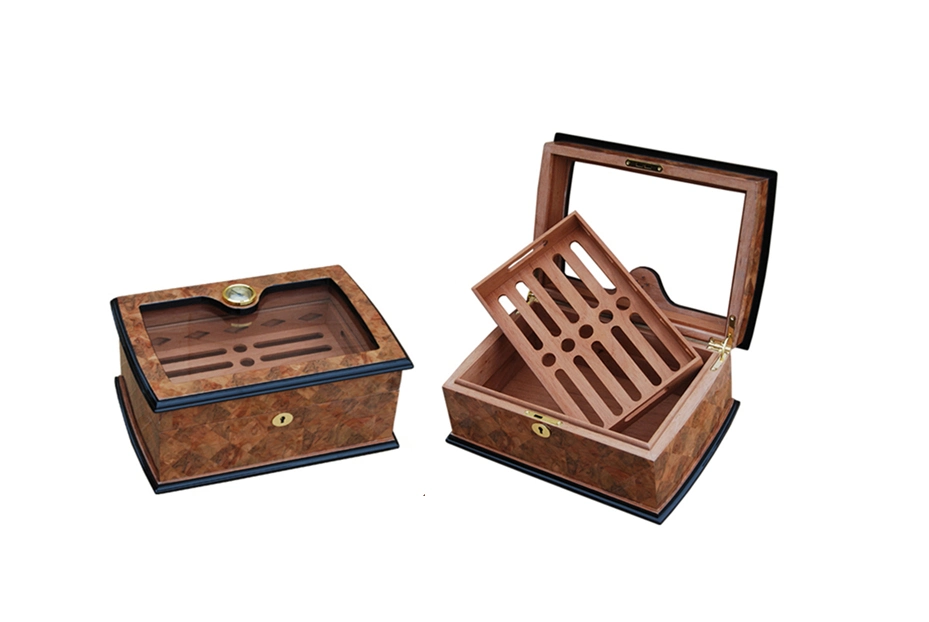 Glossy Cedar Humidor Wooden Box Cigar Case with Window Fashion Box Display Box Gift Box