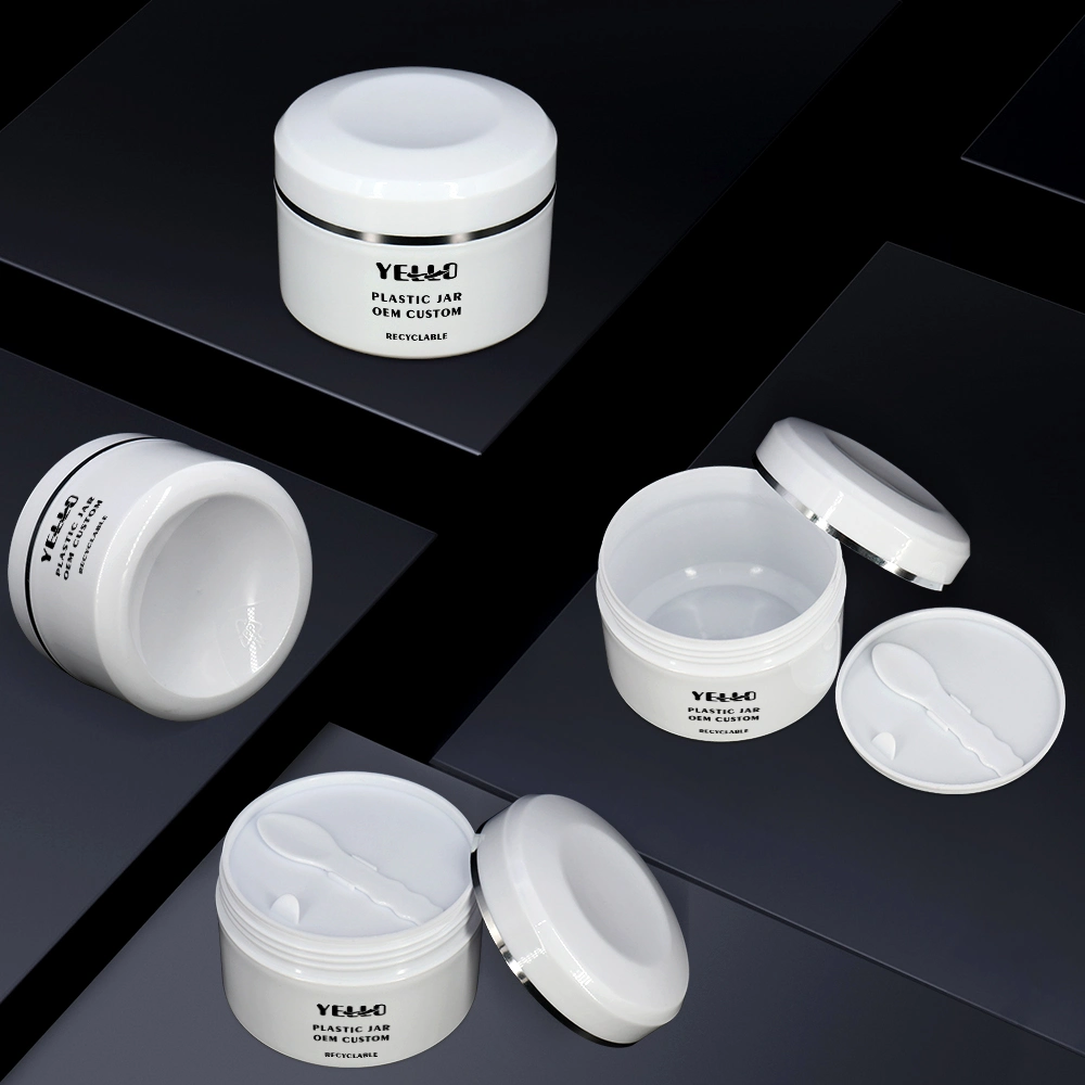 Custom Cosmetic Packaging Skincare 30g 50g 100g 200g 250g 500g Plastic Cream Jars with Spoon