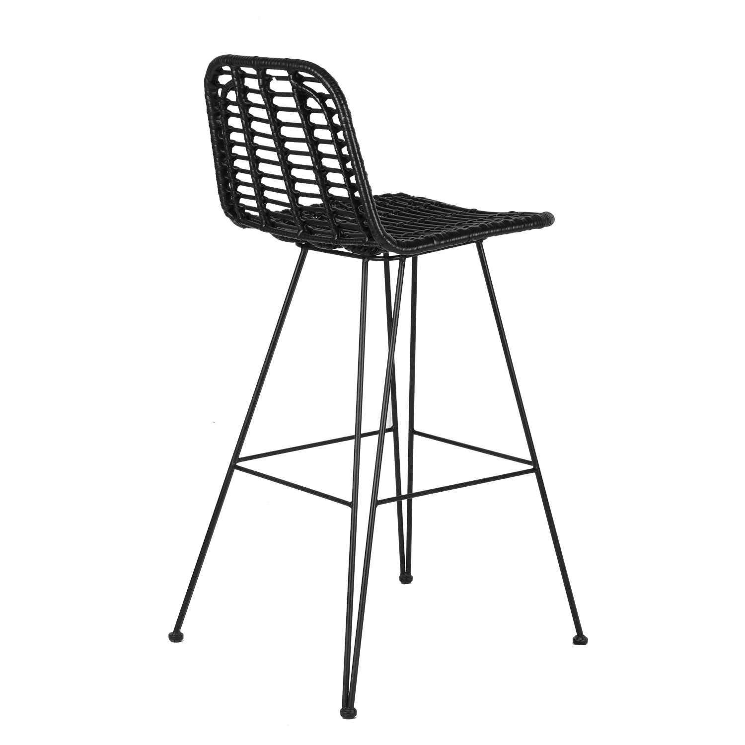 Modern Durable Metal Bar Stool High Bar Rattan Wicker Bistro Chair for Bar