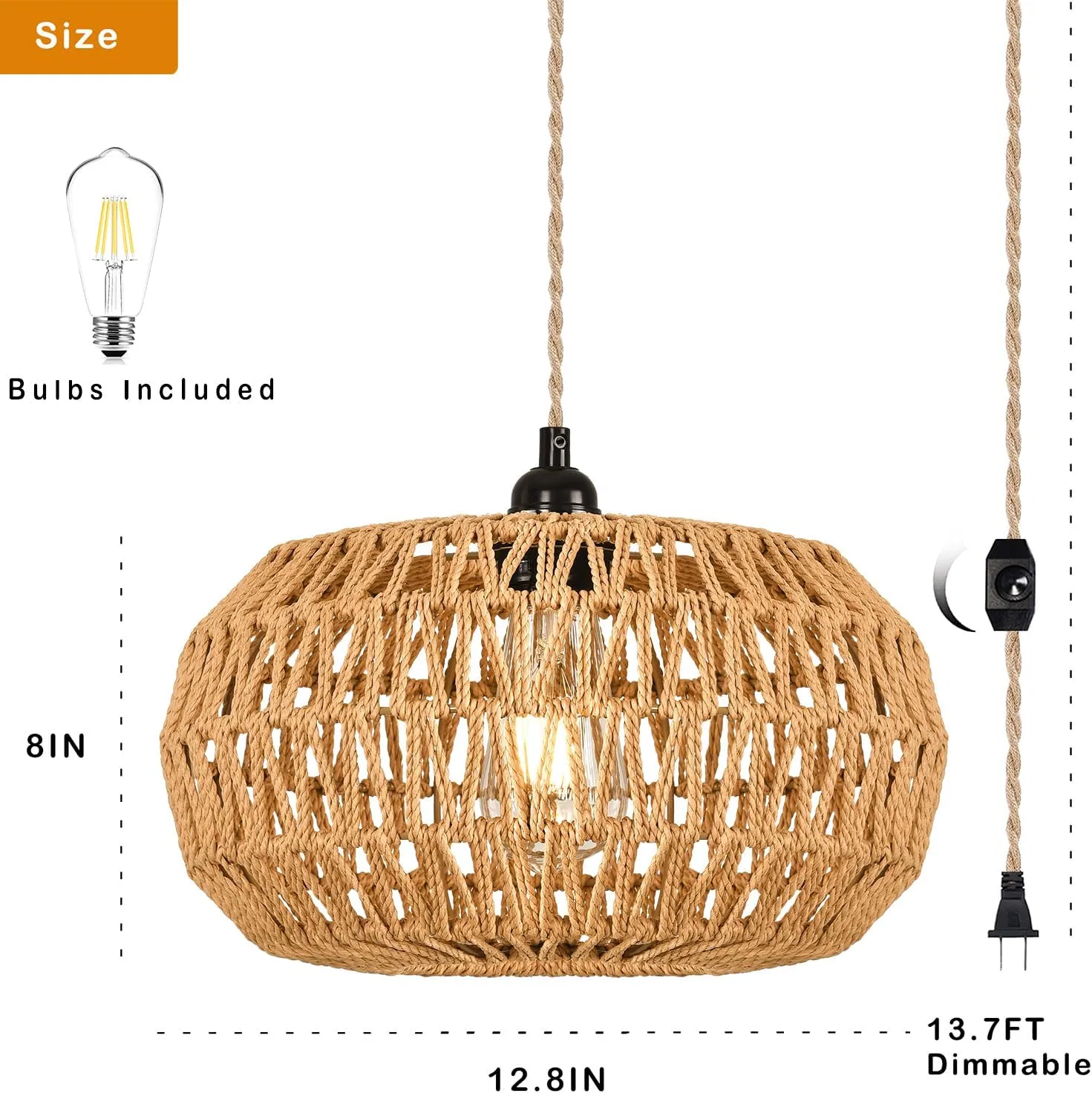 Luminaire suspendu en bambou pour plafond, éclairage de chambre, lustre.