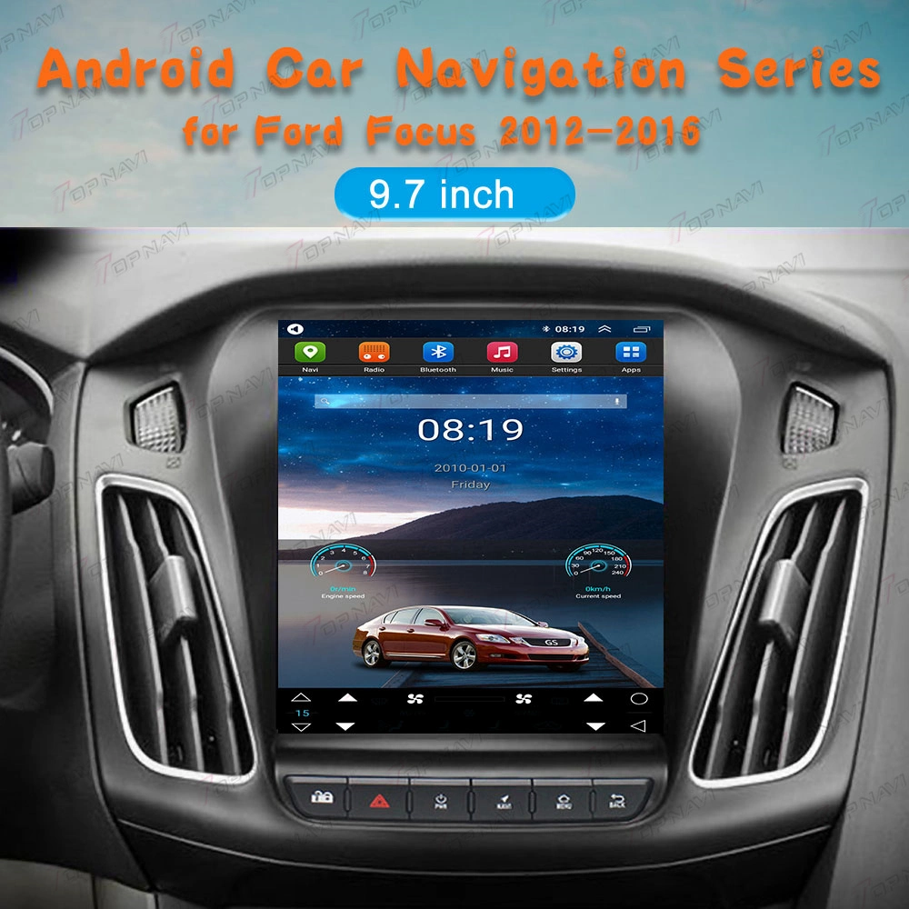 for Tesla Style 9.7 Inch Android Vertical Screen Car Radio GPS Multimedia Stereo for Ford Focus 2012 2013 2014 2015 2016 with GPS Navigation