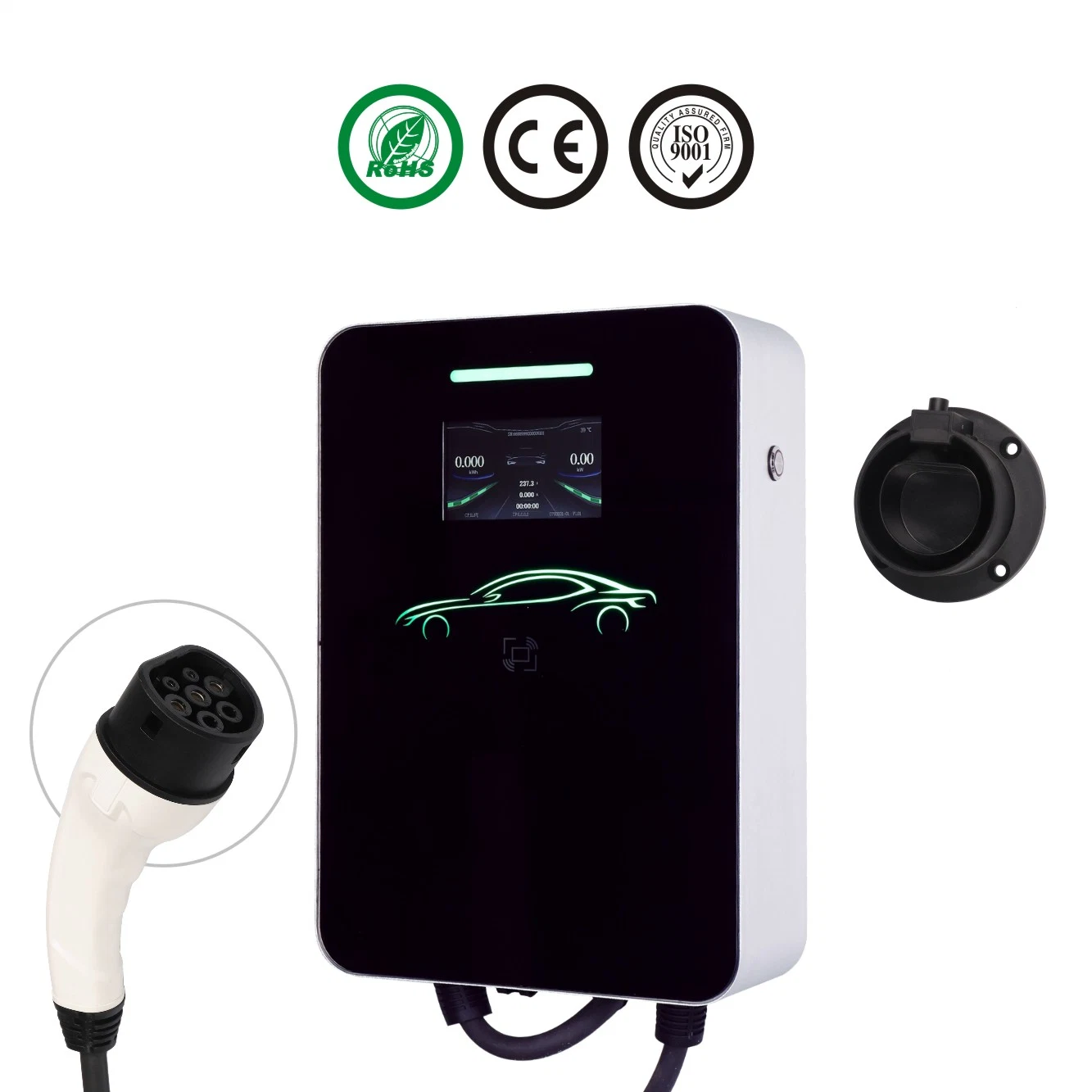 Werksseitig OEM 32A/ 7kw 1 Phasenmodus 3 Bodenart AC EV Ladegerät Elektroauto Ladestation Wallbox mit 4,3" Angezeigt