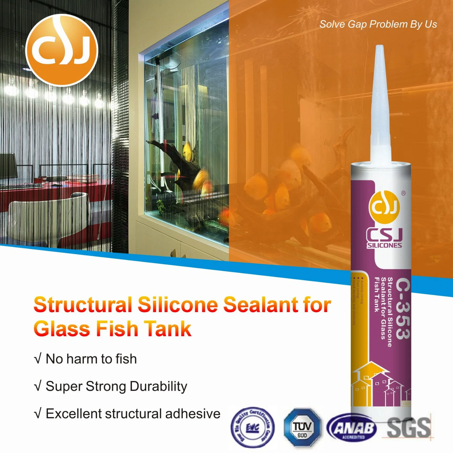Sellador de silicona estructural de materiales de construcción para acuarios