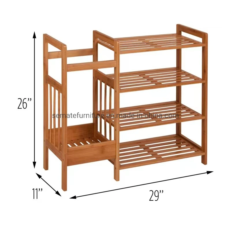 Suporte para calçado moderno e resistente de 4 níveis armário de exposição para calçado de madeira Prateleira de armazenamento