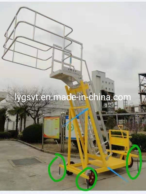 Truck Tanker Safe Access Mobile Movable Platform Ladder with Wheels