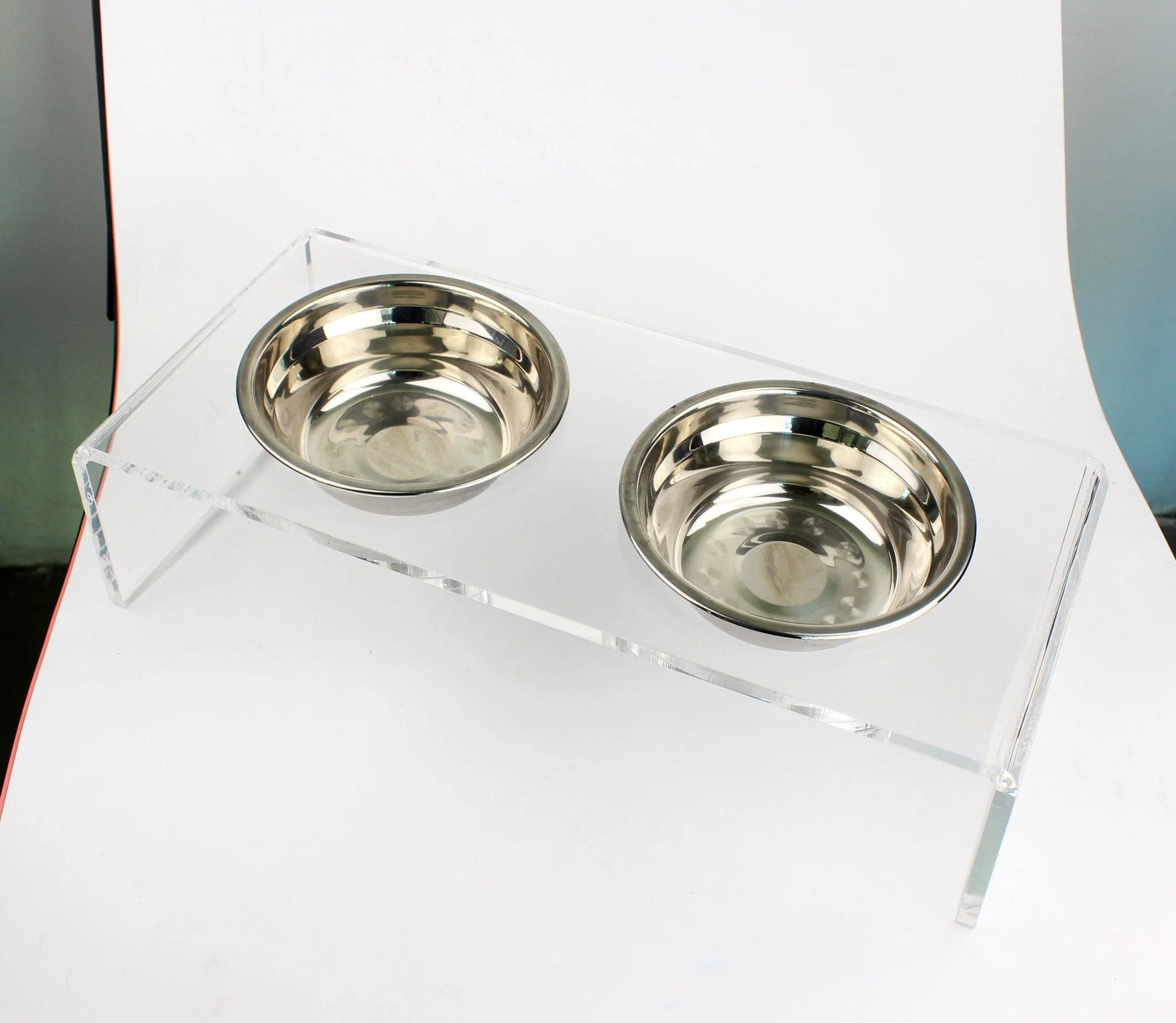 New Design Double Bowls Acrylic Pet Feeder