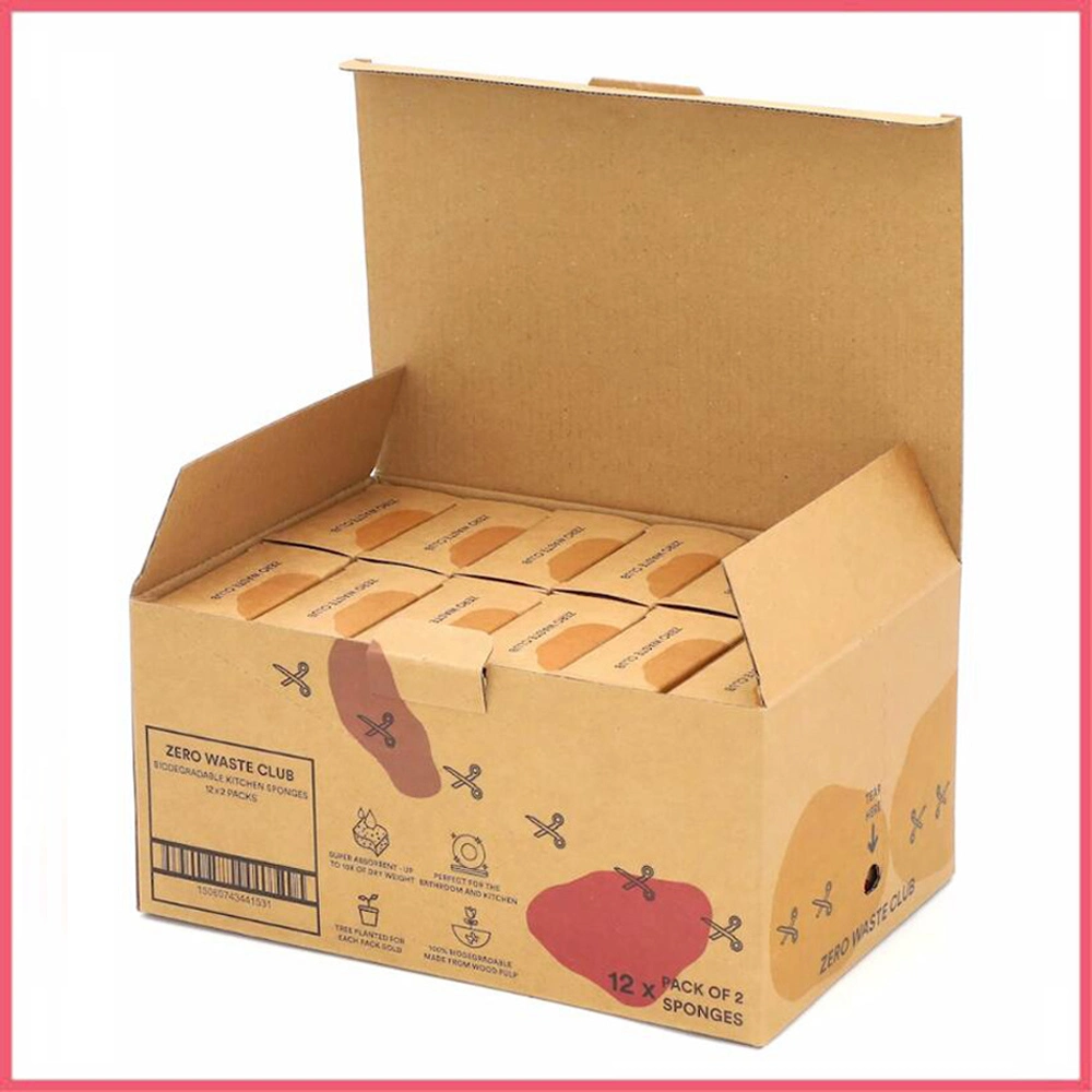 Custom Kraft Corrugated Cardboard Paper Kitchen Sponge Cosmetic Stationery Pen Perfume Wine Chocolate Food Product Gift Packing Packaging PDQ Display Carton Box