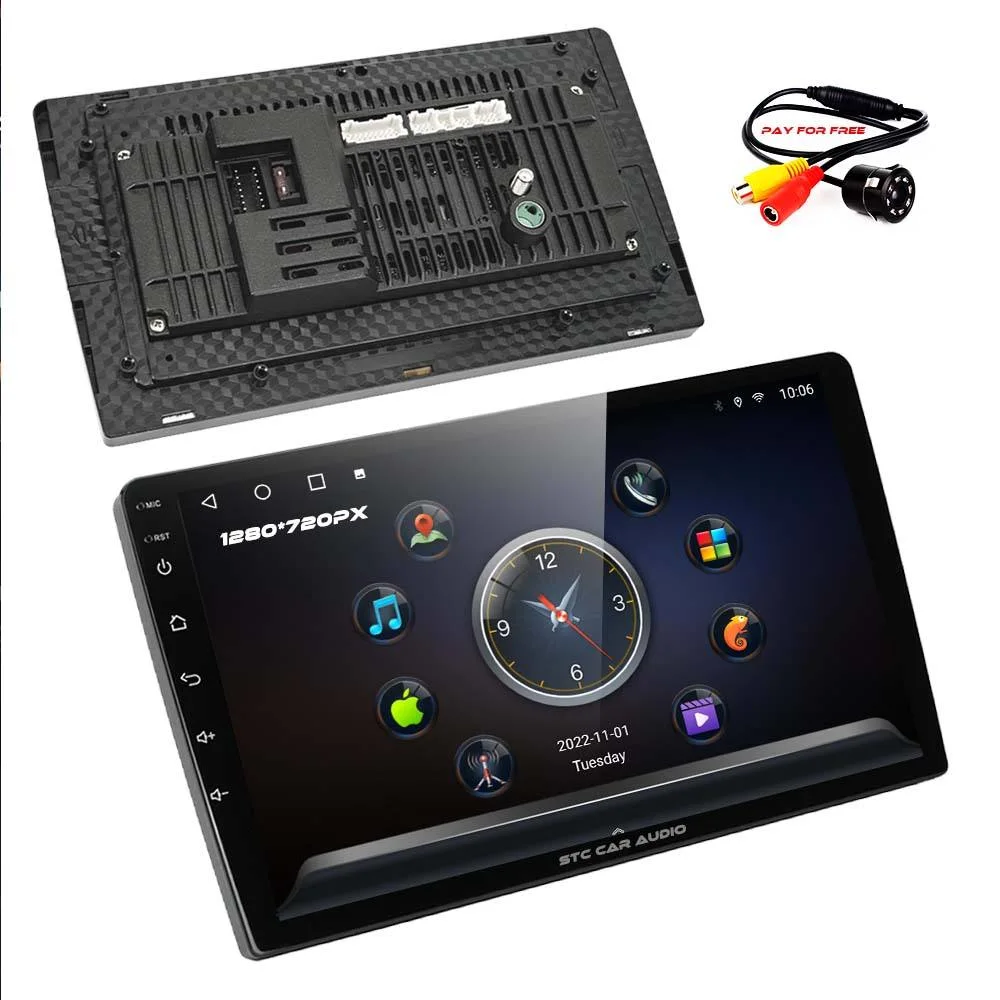 Ecrãs Android Rádio Auto FM rádio de 9 polegadas Rádio para automóvel Leitor de vídeo DIN duplo Android 10 Auto GPS multimédia estéreo Navegador