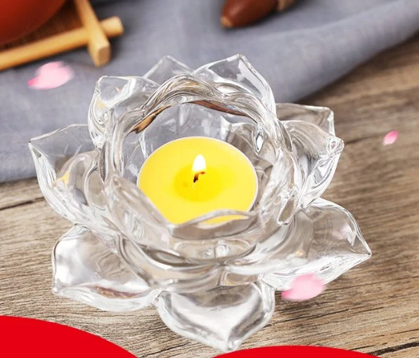 Lotus Shape crystal Design Glass Candle Holder