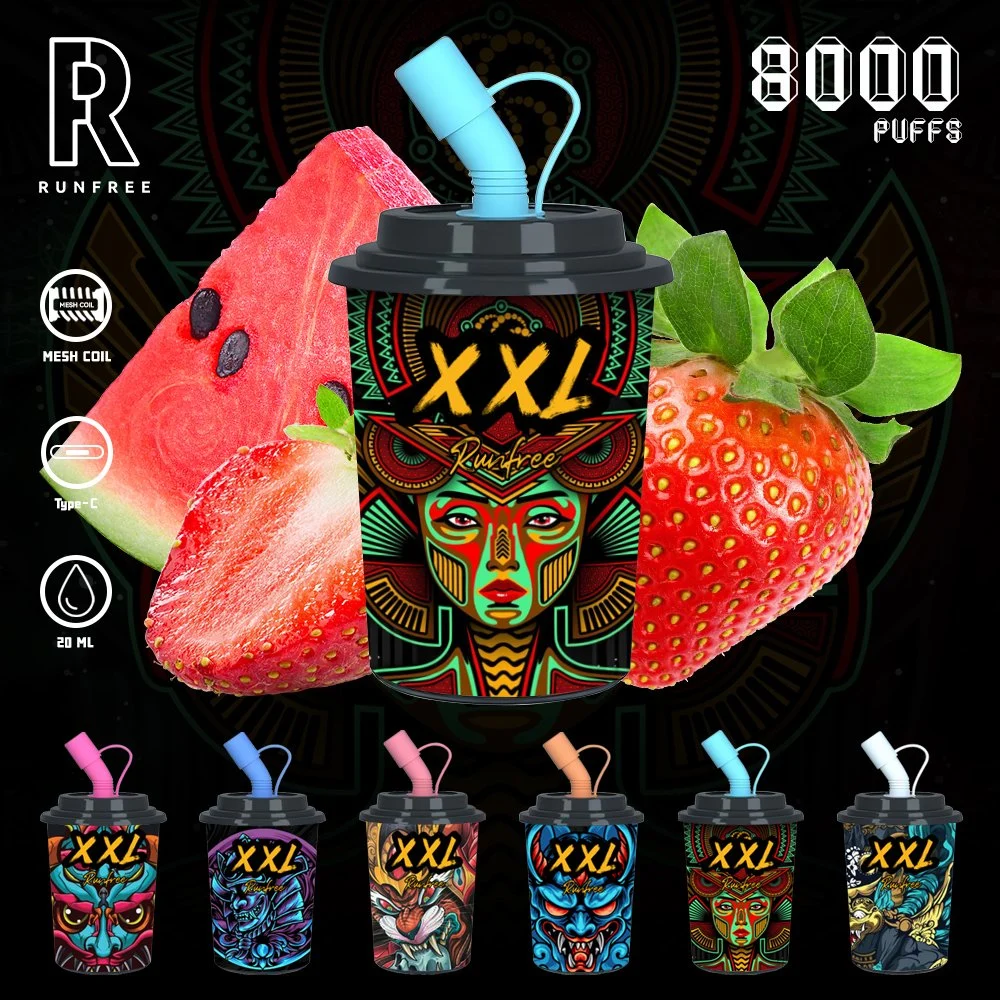 China Wholesale/Supplier Runfree XXL Vaporizer Disposable/Chargeable Cup Vape Pen 8000 Puffs Fruits Flavors Factory Direct Sale E Cigarette with Malaysia