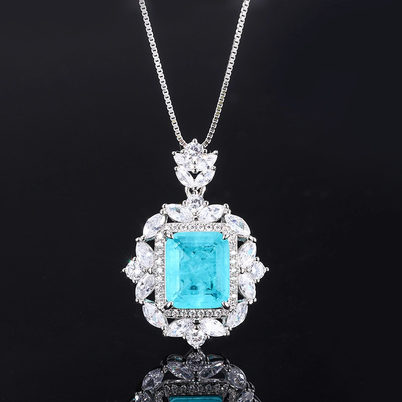 925 Sterling Silver Simulation Paraiba Jewelry Set Fashion Accessories