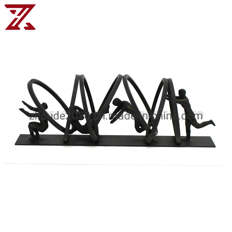 Modern Simply Handmade Black Figure Ornaments Cast Iron Metal Art Crafts for Living Room Home Decor Ornament