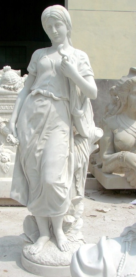 Outdoor Life Size Natural Stone White Marble Western Style Hand Carved White Marble Roman Statue (SYMS-1030)