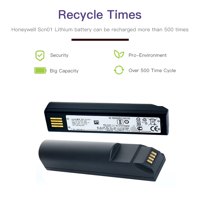 New Barcode Handheld Scanner Rechargeable Battery for Honeywell Bat-Scn01 1202g 3820 1902 3.7V 2400mAh