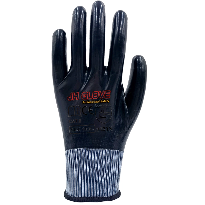 2023 Wholesale/Supplier Customizable Nylon Black Nitrile Coated Anti Slip Wearable Safety Gloves