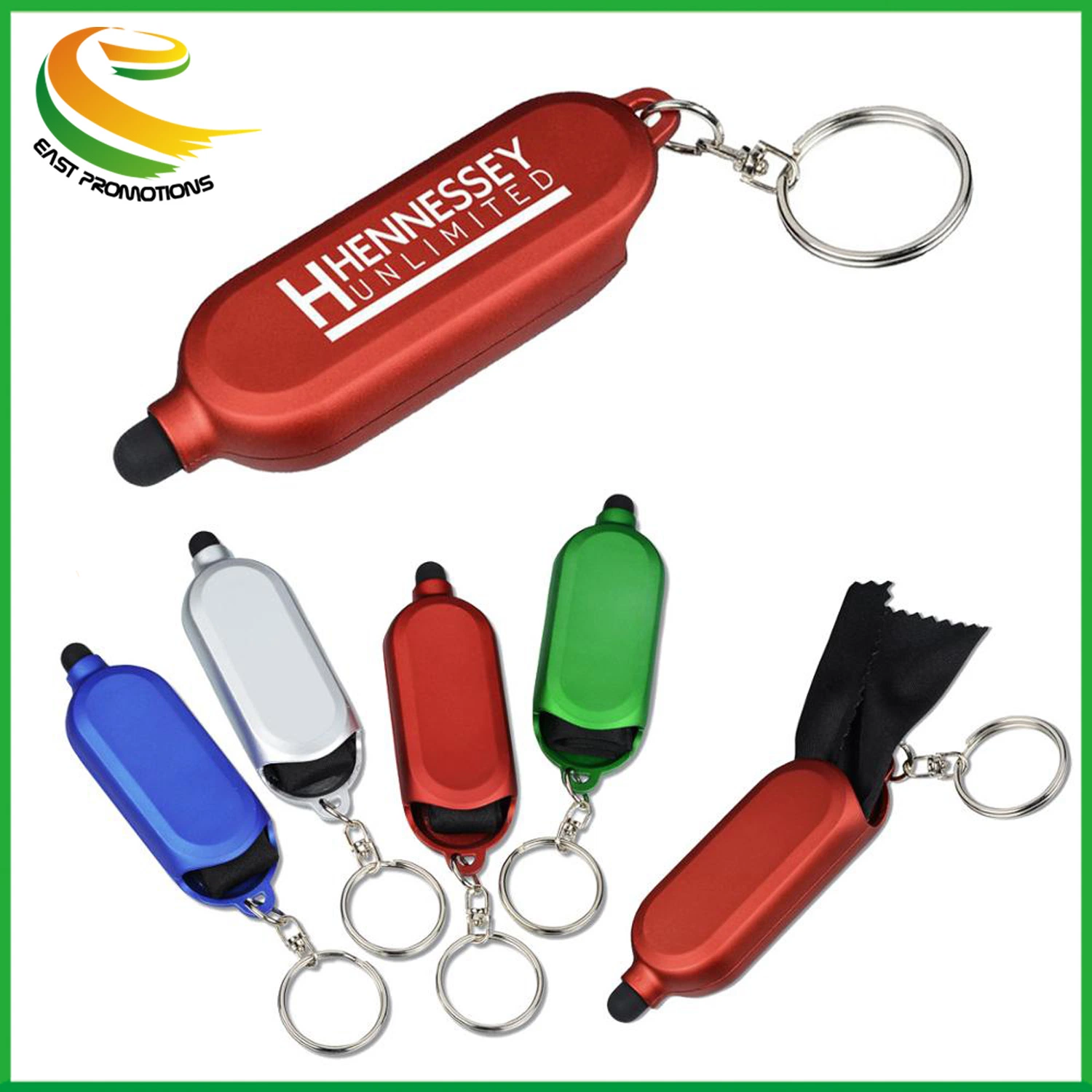 New Pocket Oval Metallic Color Plastic Key Chain Microfiber Cloth LCD Duster Cabin Case Silicone Tip Computer PC Screen Stylus