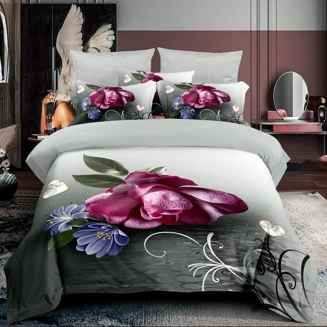 Nuevos patrones florales 3D cama impresa conjunto de sábanas planas, cama king, queen, tamaño doble