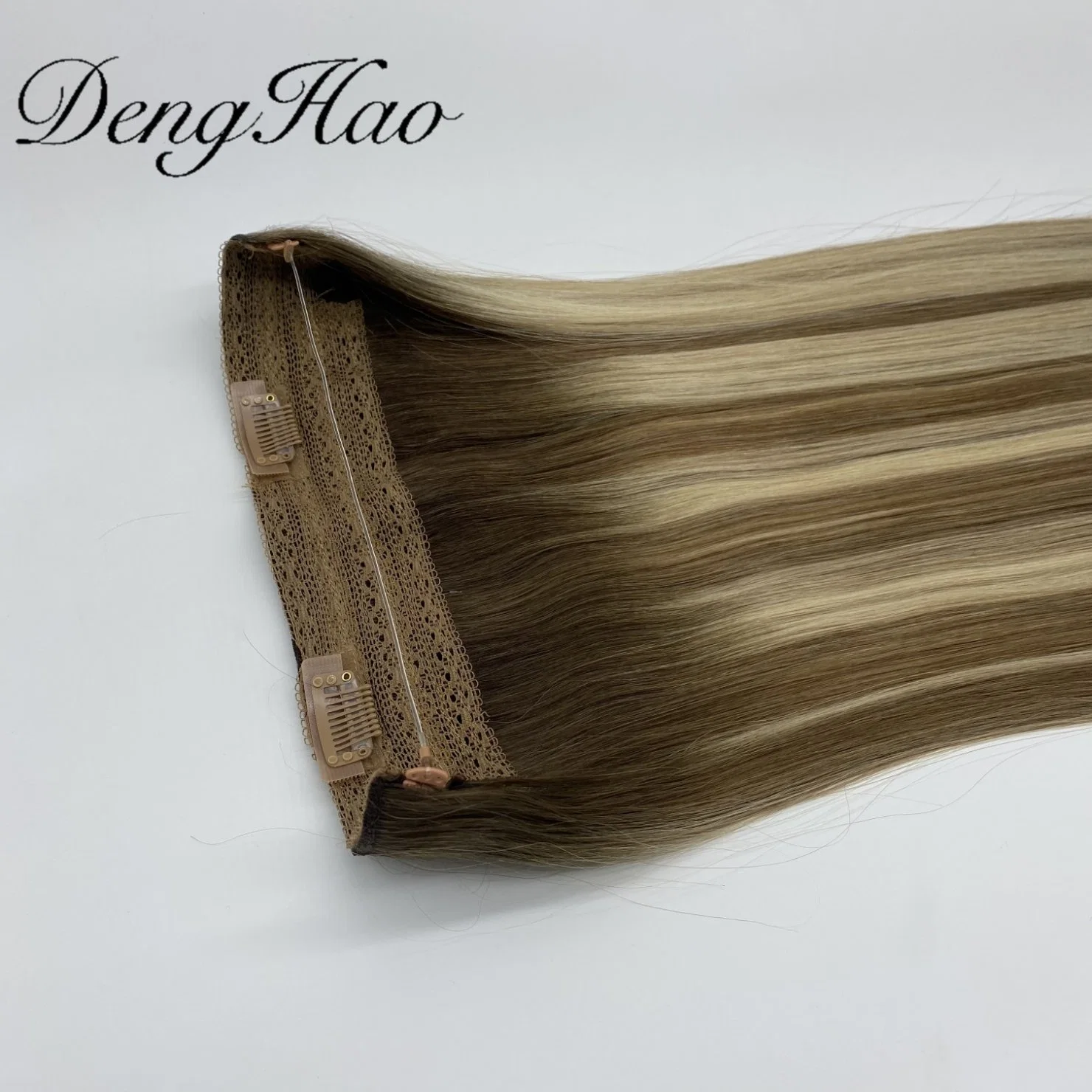 Original Factory 100% Brazilian Remy Russian European Hair Double Drawn Halo in Hair Extensions