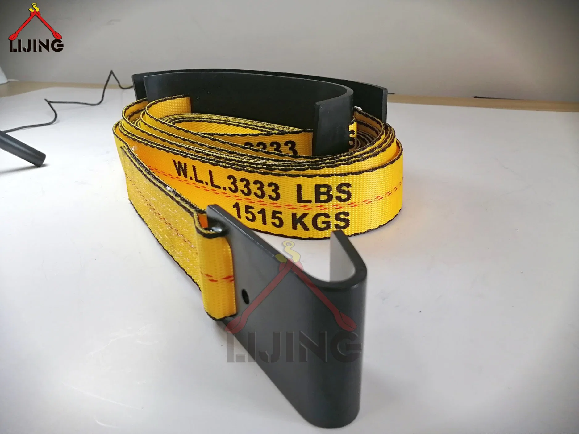 2" X 27' Yellow Ratchet Strap W/ Black Flat Hook Plastic Protection