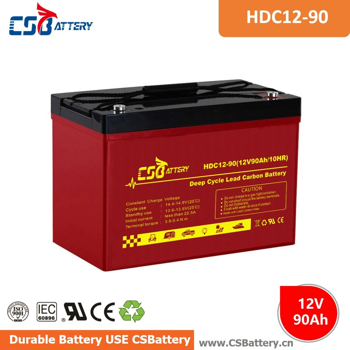 Csbattery 12V100ah Maintenance-Free-Rechargeable AGM Bateria for Liquid/Street-Lamp/Back-up/Adaptability/Cable-TV/Turf
