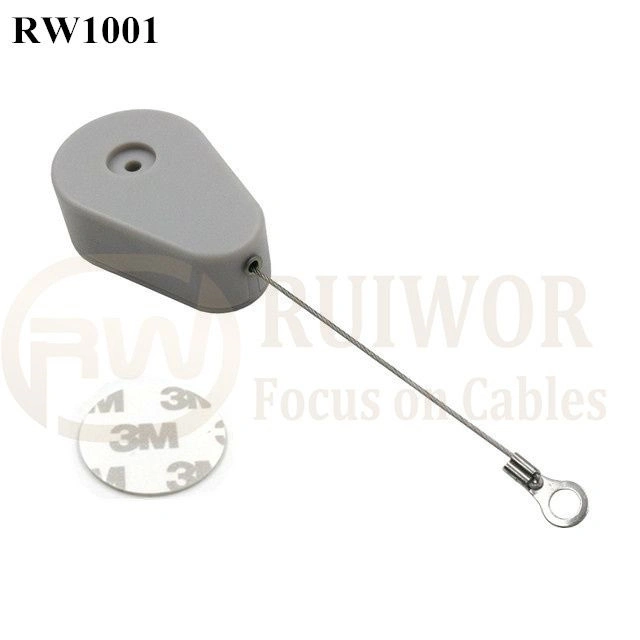 Drop-Shaped Retractable Security Tether with Ring Terminal Inner Hole Option 3mm 4mm 5mm