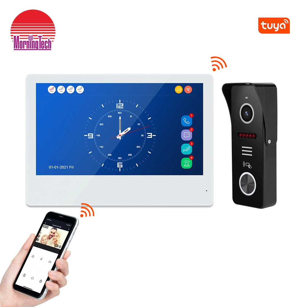 Villa 10" 4 fio Vídeo porta Telefone Intercom Smart Touch Sistema de intervenha com porta com fios para interfone de ecrã Visiophone