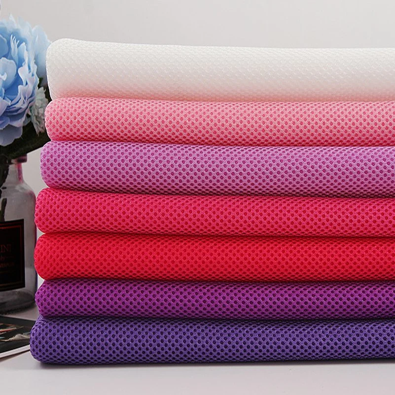 Dark Rose Color Sandwich Polyester Mesh Fabric Custom Thicken Breathable 3D Mesh Fabric