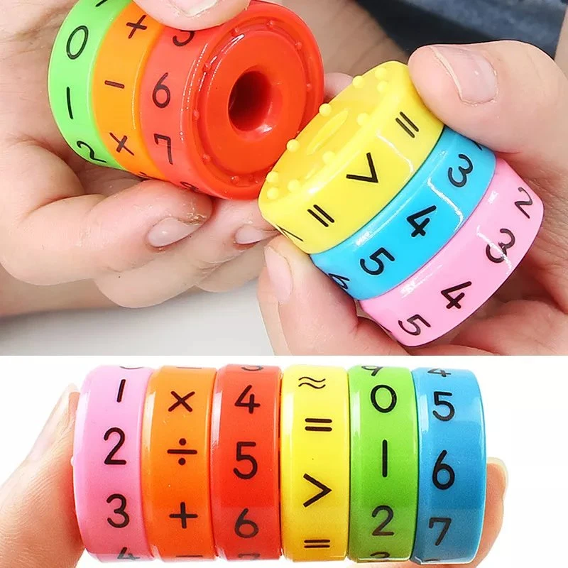 6PCS/Set Education Magnetic Mathematics Numerals Cylinder Learning Math Abacus Toy Kindergarten Primary School Kid Colorful Ring