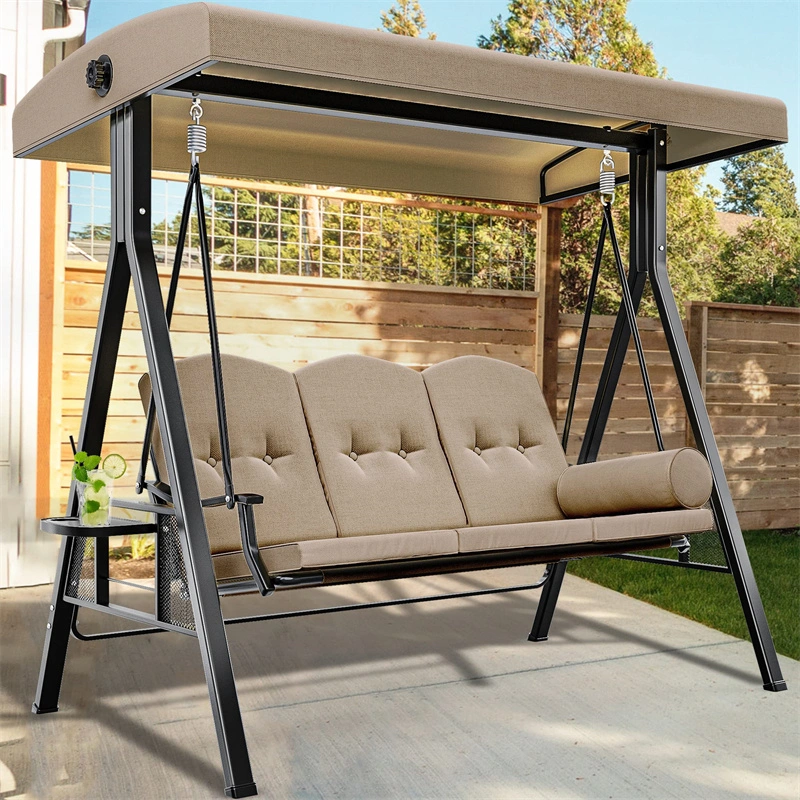 3 Seat Adult Furniture Outdoor Swing Convertible Canopy Garden Swing Chair