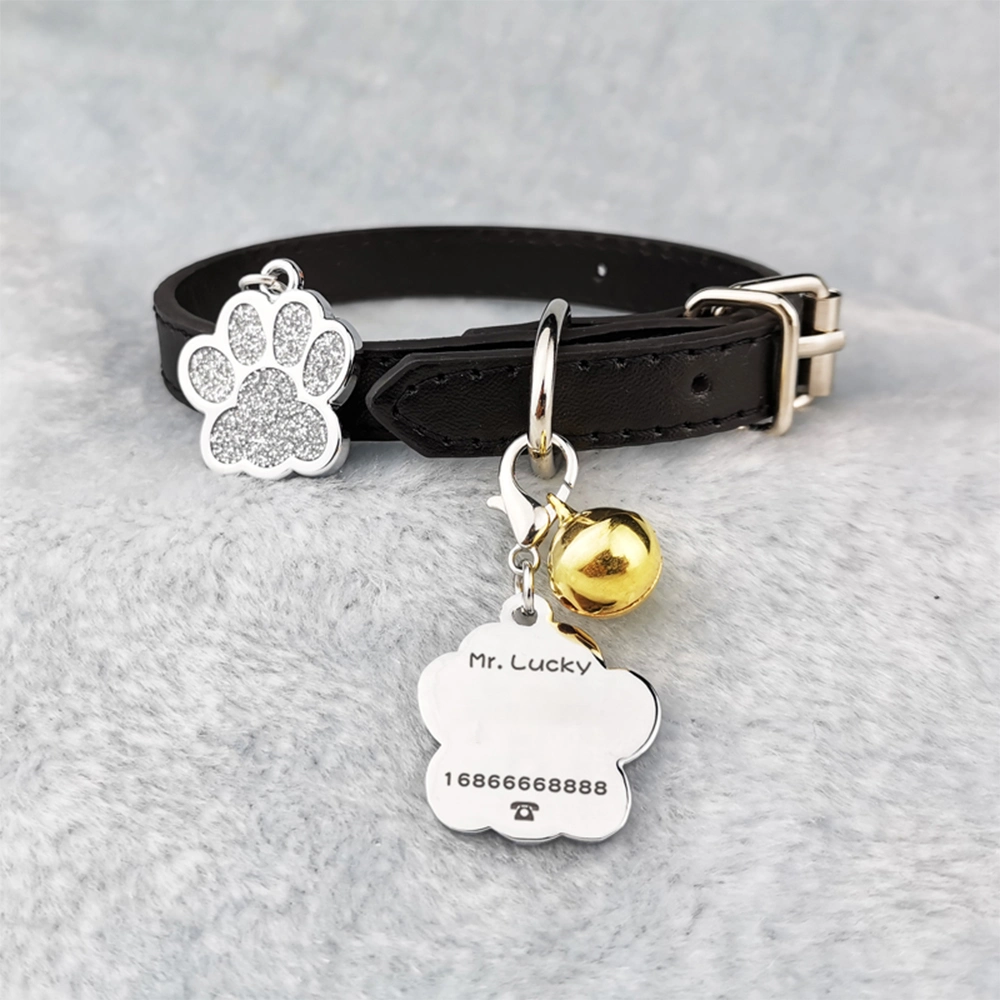 Custom Engraved Cute Glitter Dog Tag Paw Print Pet Tag Laser Etched Personalized Dog Name ID Tag Dog Pendanthot Sale Products