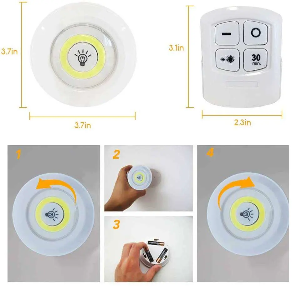 Batteriebetriebener Stick auf Lam Wireless 3W COB LED Puck Licht