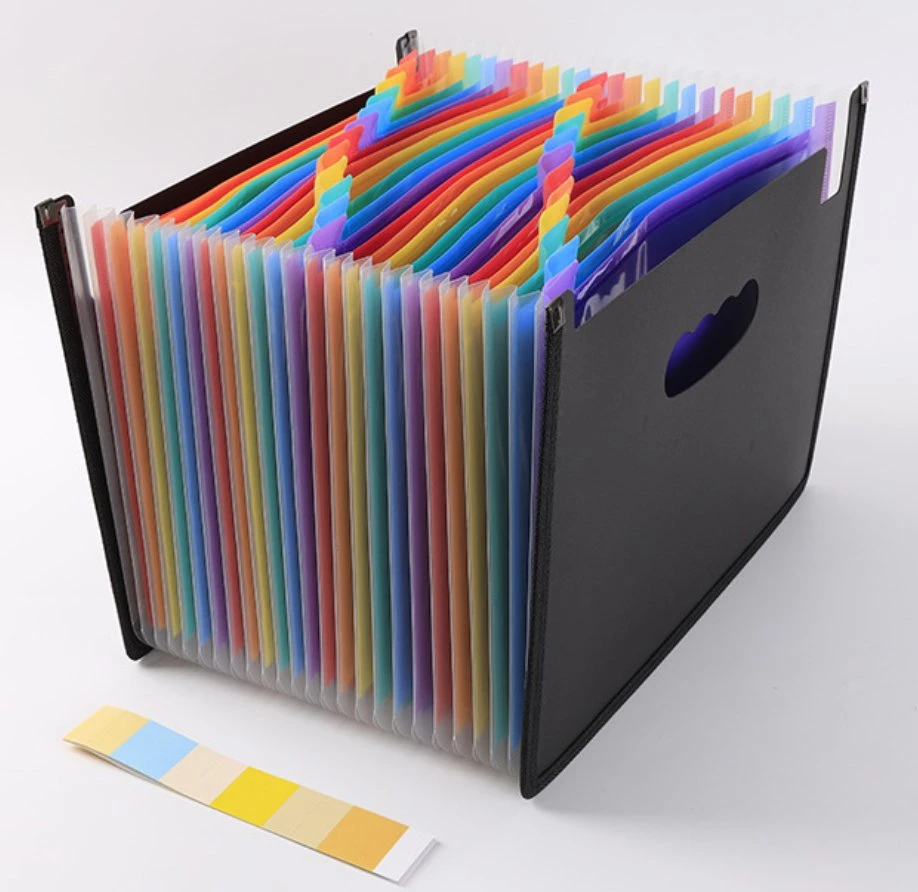 Office Supplies A4 FC Size Pocket Expanding File, Expanding File Folder with Handle 24 Pockets