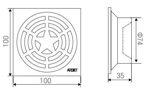 Pd-3658s Bathroom Accessories 100mm*100mm Stainless Steel Floor Drain