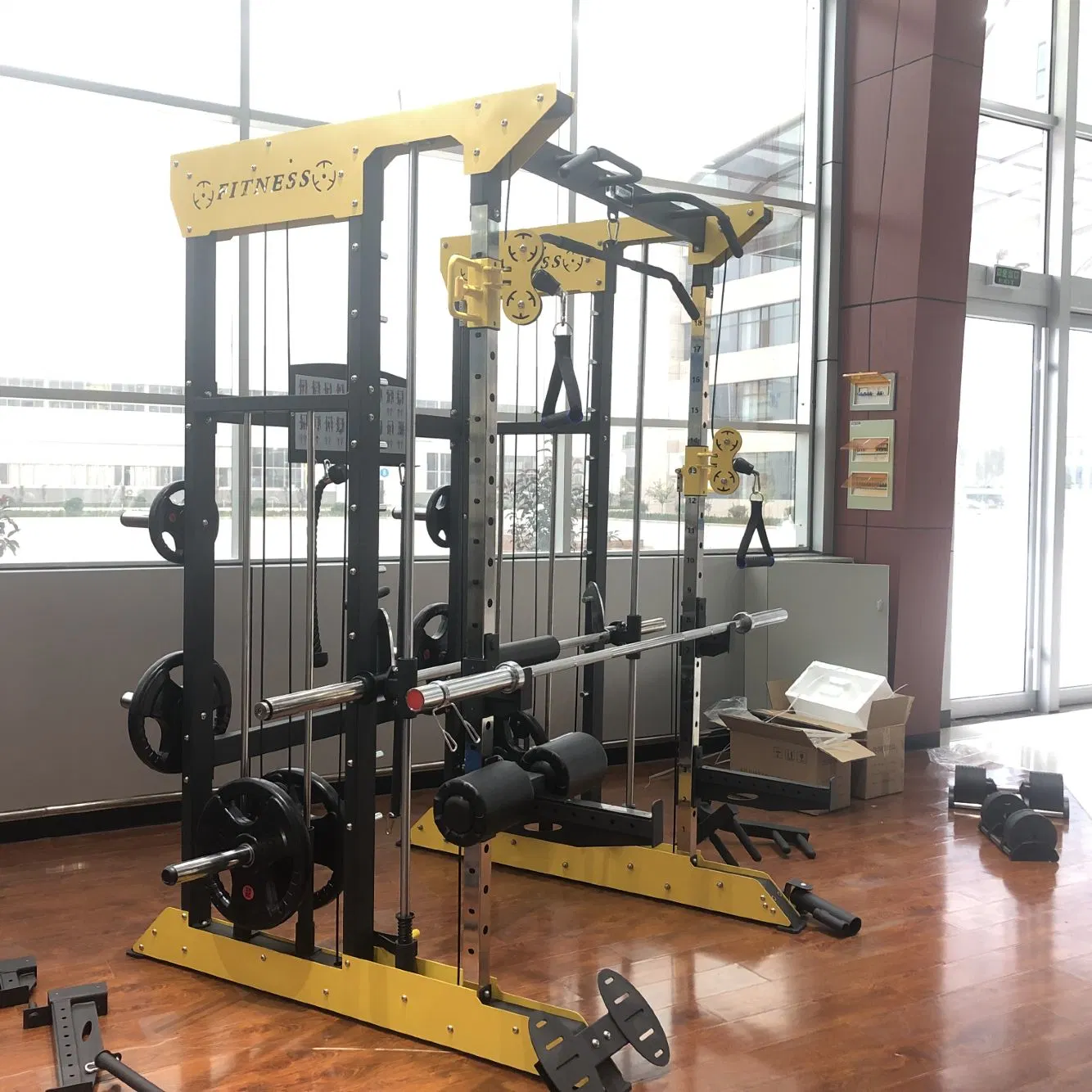 Home Gym Fitness Commercial Multi-Functional Trainer Cable Crossover Squat Power Rack Training All in One Trainer Gym Smith Machine Gym Equipment