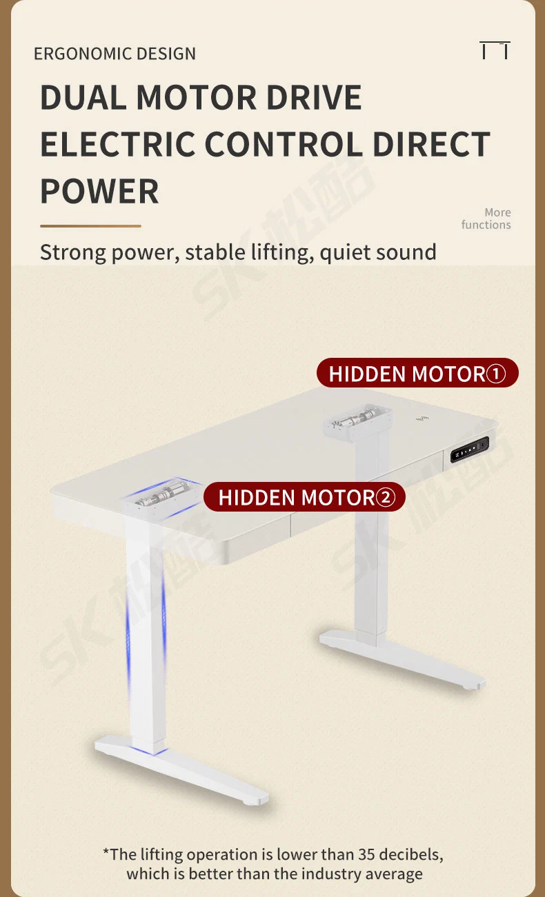 Desktop Multiple Sizes Available Double Motor with Drawer Songku Smart Adjustable Desk