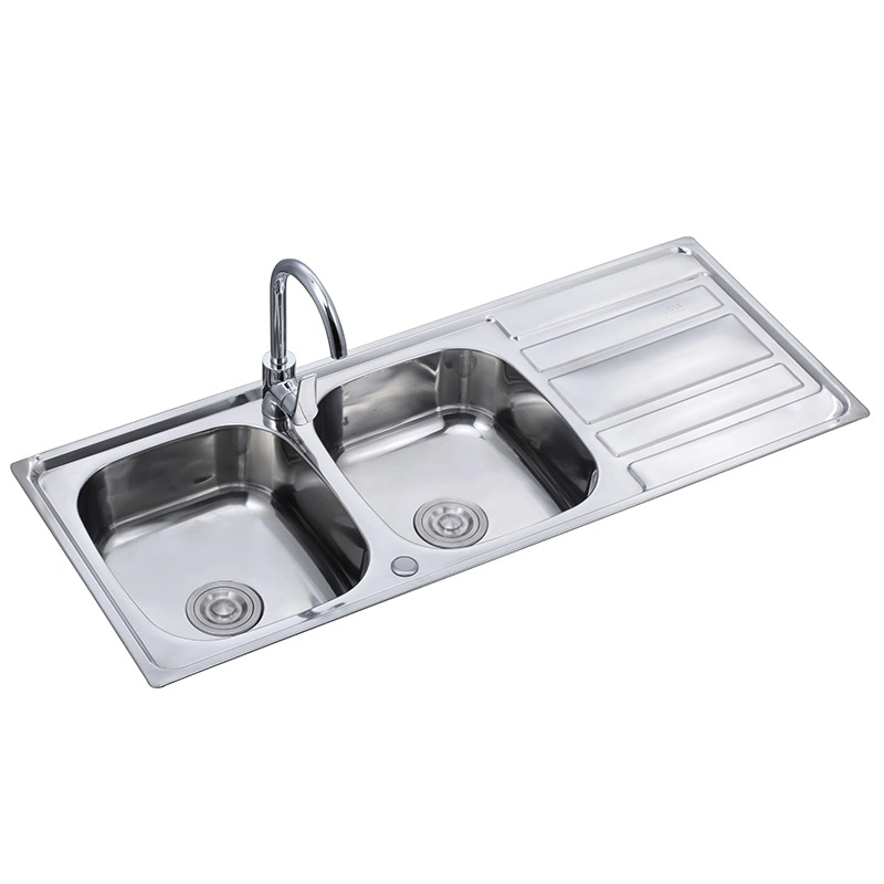 Stainless Steel Double Bowl with Drain Welding Sink Wda12050-C