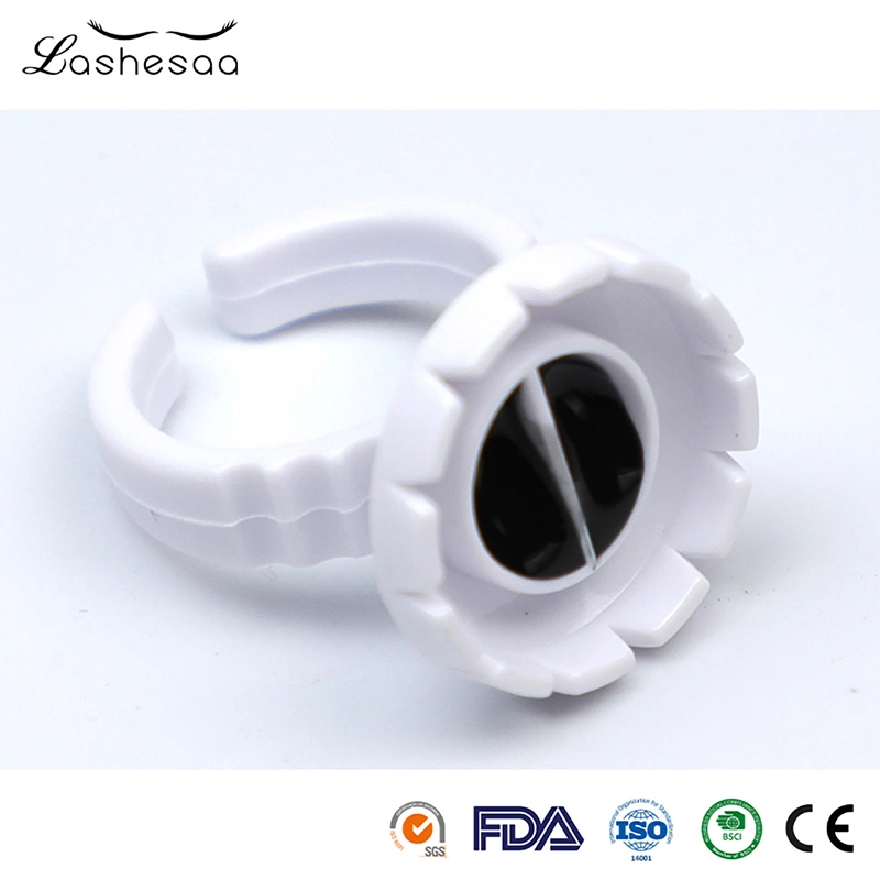 Mengfan Glue Ring Adhesive Eyelash China Plastic Eyelash Extension Ring Manufacturer Eyelash Glue Container Ring Fast Fanning Glue Rings Cup Custom Flower Lash