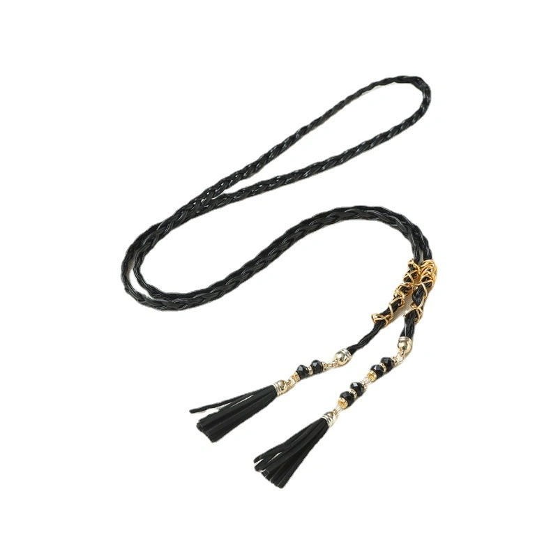 Retro Fashion Belt for Women Lady with Wax String and Glass Bugles, Resin Beads Bl-2010