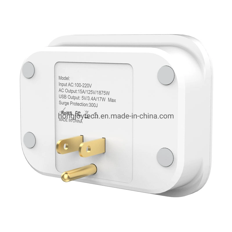 Amazônia Tomada Interruptor elétrico de venda quente, conecte a saída da torneira de parede Extender com marcação RoHS FCC os relatórios de ensaio UL &amp; 5V 3.4A Triplo Portas USB e suporte por telefone