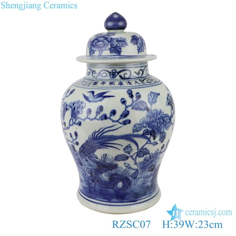 Rzsc07 Jingdezhen Antique Flor hermosa y patrón de pájaro jengibre cerámico Tarro