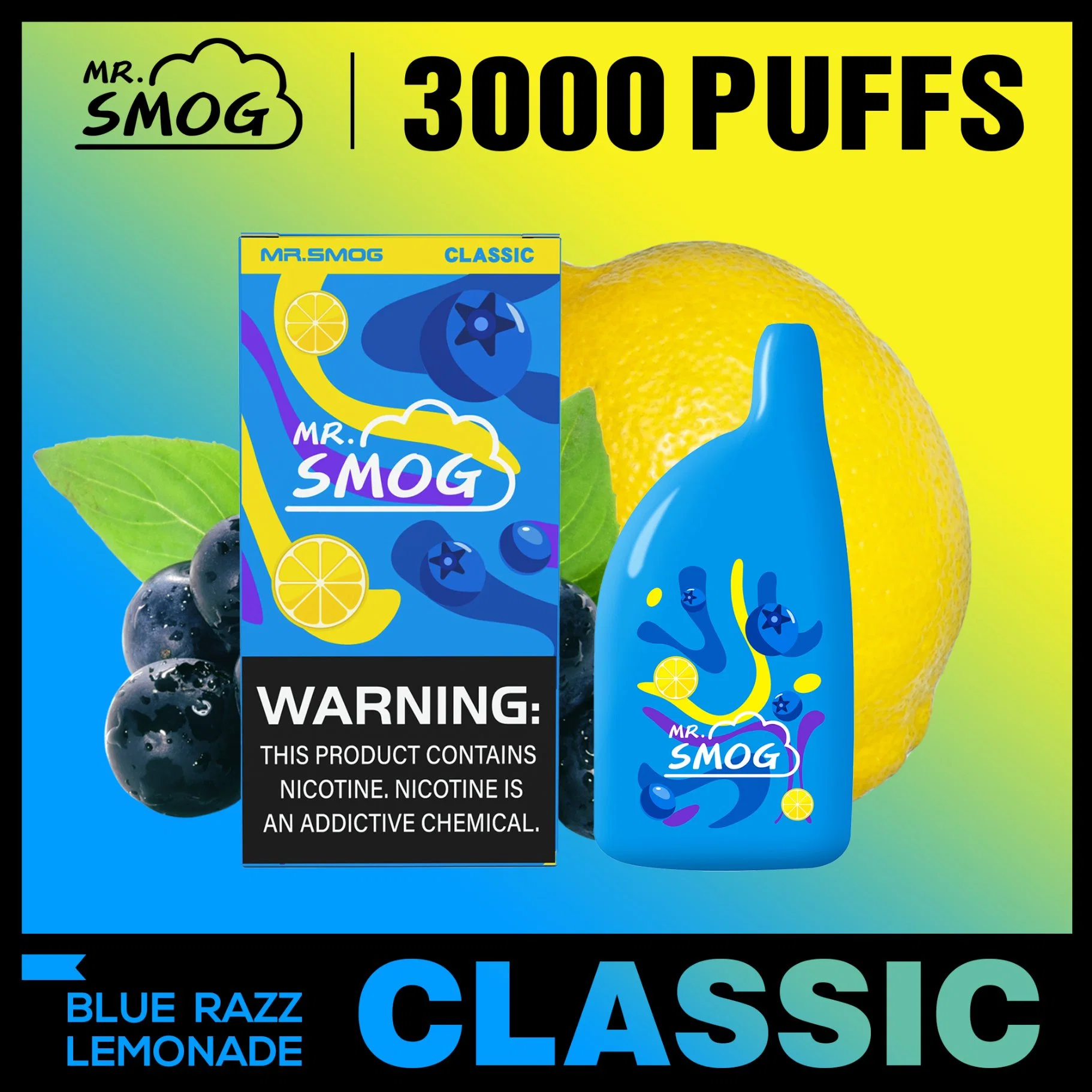 Popular Selling Mr Smog Classic Ghost Hit Smokeless Vape Disposable/Chargeableecig 3000 Puffs Allo Vapes