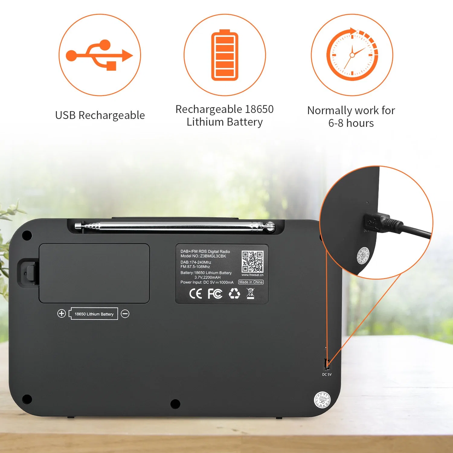 راديو شاشة LCD/TFT ملونة Gtmedia Z3b DAB+/FM+BT 2.4 بوصة