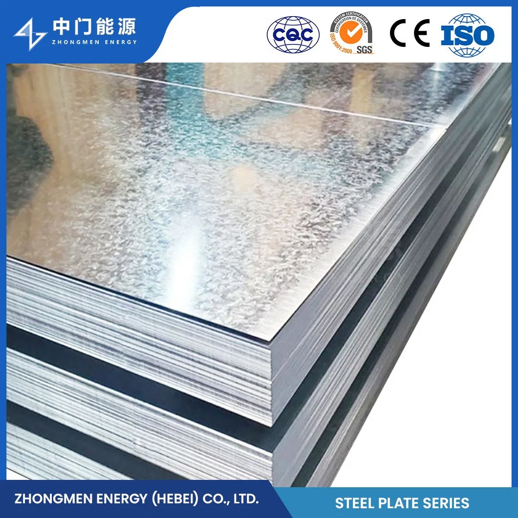 Zhongmen Energy Structural Galvanized (G-60) Steel Sheets Manufacturers China Galvanized Flat Steel Sheet DC52D+Z Material 0.5mm Thick Galvanized Steel Sheet