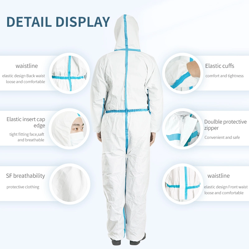 Protective Overall Medical Coverall SMS Microporous Breathable Film Coverall Suits Disposable Overalls