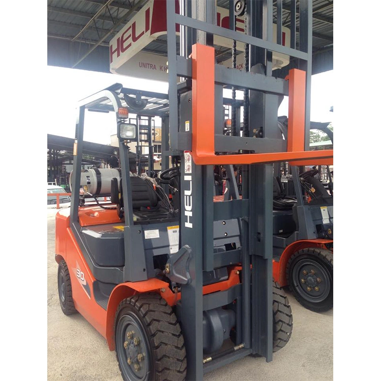 Heli 3t 3.5t Gasoline and LPG Dual Fuel Forklift K25 Nissan Engine Cpqyd30 Cpqyd35