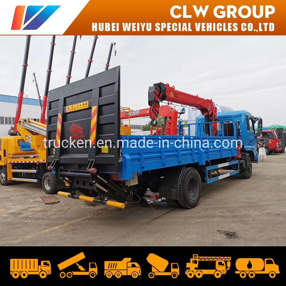 1ton 2ton Platform Lifting Engineer Working with 6ton Dongfeng Kingrun Crane Truck in Telescopic Straight Arm